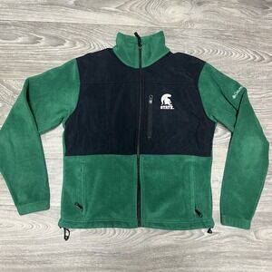 Columbia Michigan State‎ Spartans Fleece Jacket Full Zip Green Black Size M